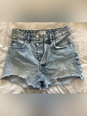 ZARA Light Wash Distressed Denim Cutoff Shorts